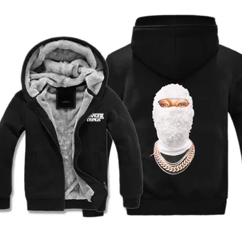 

Men's Thicken Hoodie stranger things masked man cosplay Printed Zip Up Jacket Winter Sweatshirts Coat Long Sleeve Casual Hooded