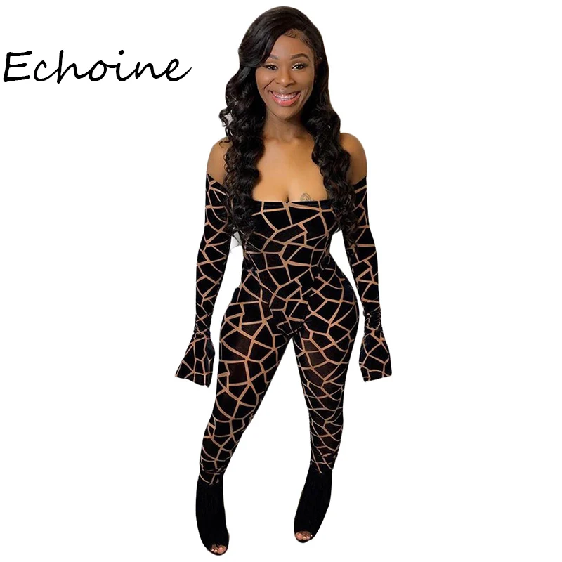 2020 Spring Women Jumpsuit Off Shouder Ruffle Sleeve Pencil Pants Print Rompers Womens Jumpsuit Overalls 2020 Spring Women Jumpsuit Off Shouder Ruffle Sleeve Pencil Pants Print Rompers Womens Jumpsuit Overalls