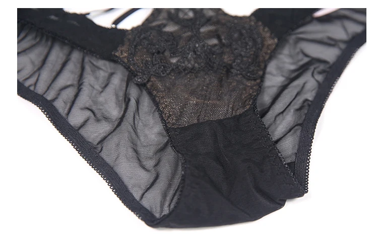 Female New Products Embroidered French Triangle Cup Lace Cardigan Perspective Nightgown Set+ Bra Set 3 Piece Set