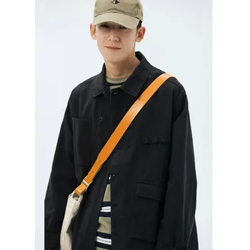 

Men Double Breasted Vintage Fashion Casual Cargo Jacket Outerwear Male High Street Hip Hop Coat Spring Autumn Overcoat