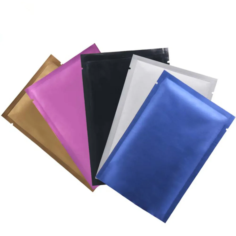 1000Pcs Flat Top Matte Pure Mylar Foil Tear Notch Package Bag