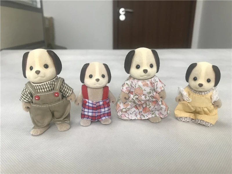 シルバニアファミリー 4 個犬ファミリーセットドールハウス毛皮フィギュア玩具人形新なしボックス Housekeeping Toys Aliexpress