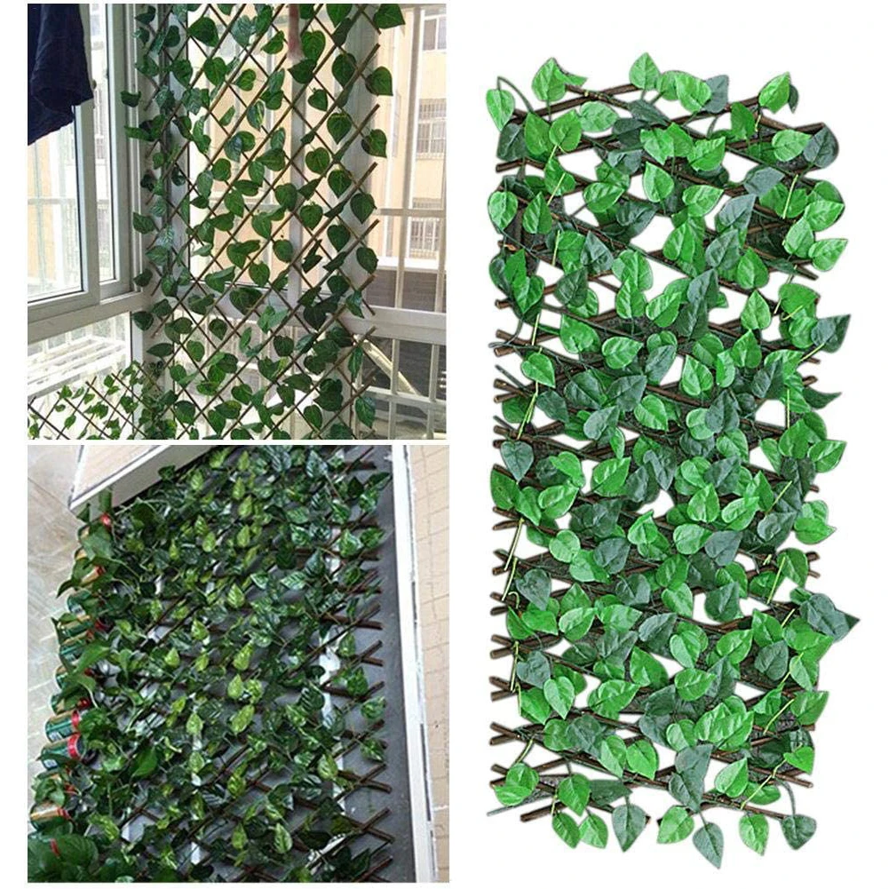 

Simulation Fence Artificial Green Leaf Home Garden Yard Decor Wooden Fence Privacy Fence Screen Faux Leaf Plantas For Garden