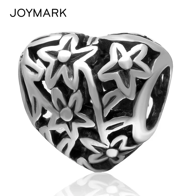 

Античный тон полые цветок в форме сердца Аутентичные стерлингового серебра 925 Европейский Шарм бусины ювелирные изделия фурнитура SAPB3132