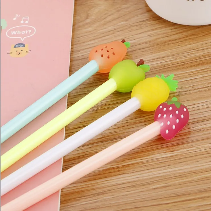 20 p Корейская гелевая ручка Kawaii набор ручек 0 38 мм милые фрукты пластик заправка Uni