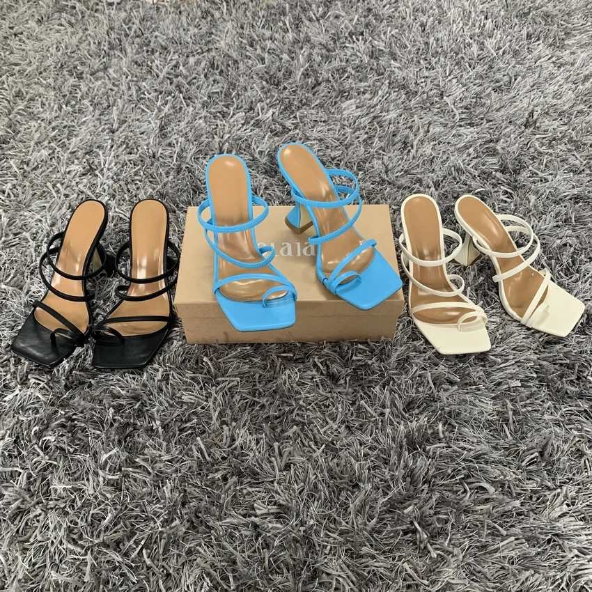 2021 New Summer Women Sandals Square Toe Ladies Heel Mules Sexy High Heels Sandal Slippers Female Fashion Woman Shoes 105CM 2021 New Summer Women Sandals Square Toe Ladies Heel Mules Sexy High Heels Sandal Slippers Female Fashion Woman Shoes 105CM