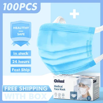 

3-layer Medical Surgical Masks for the Face Disposable non-woven ply filter for germ Protection Face shield Mouth maske maski