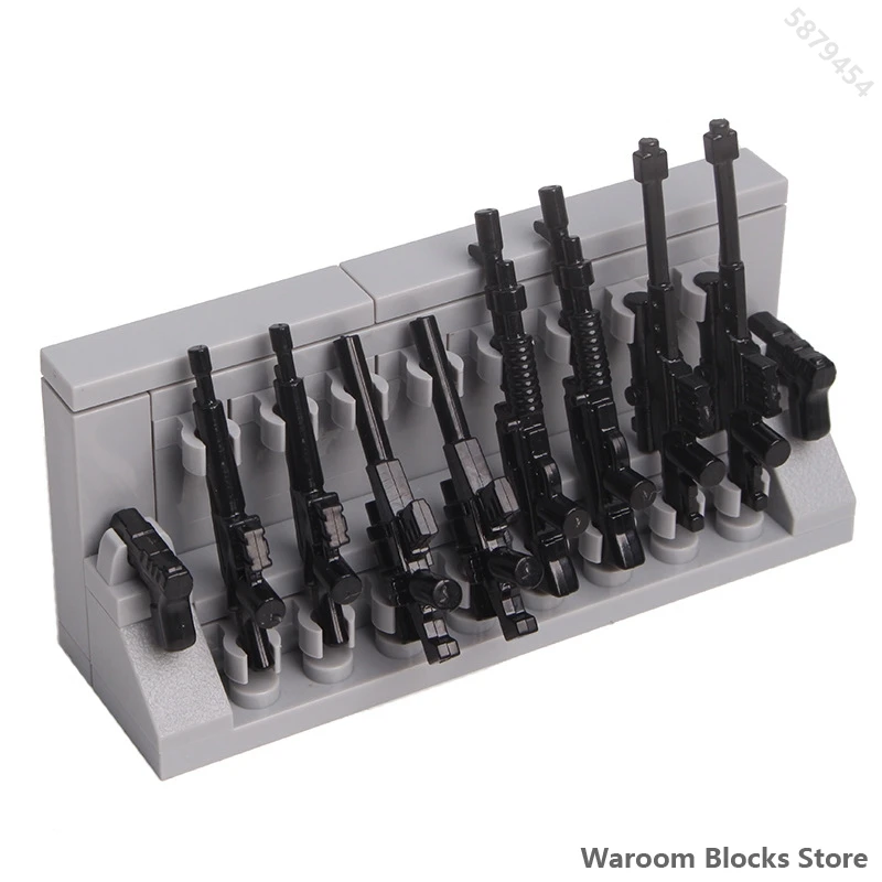 Military MOC Arms Gun Stand Blocks Toys City Bring 10Pcs Guns Set Army Building Blocks Educational Kids Toys For Children Gifts