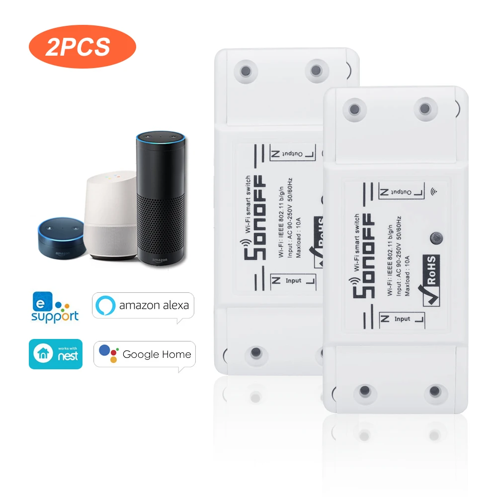 SONOFF Basic 30 шт. Wifi переключатель для Alexa Google Home Timer DIY беспроводной пульт дистанционного управления 10А/2200 Вт беспроводной пульт дистанционного управления приложение
