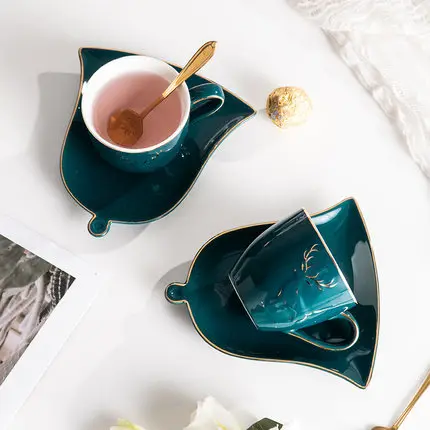 

Creative Water Cup Home Simple Nordic Ceramic Coffee Cup and Saucer Cup Holder Set European small Luxury Afternoon Tea Tea set