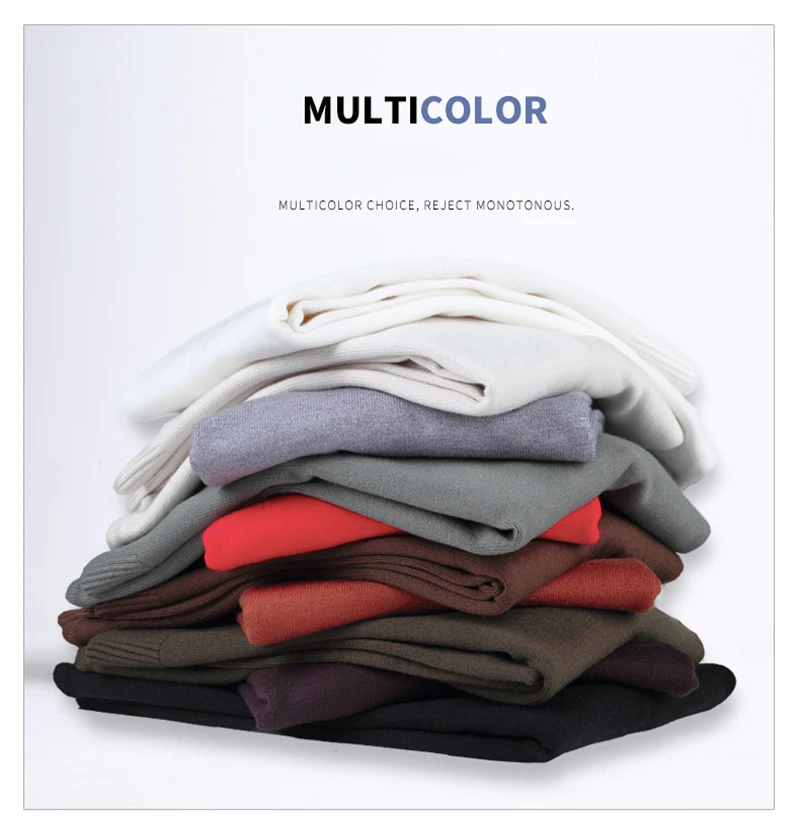 Тонкий мужской вязаный свитер с отворотом и длинным рукавом, водолазка, Одноцветный обычный свитер для мужчин, зимний свитер с высоким воротником