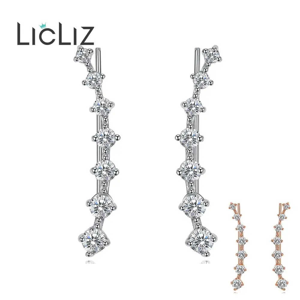 LicLiz новые модные серьги гвоздики из циркона для женщин с фианитами и кристаллами