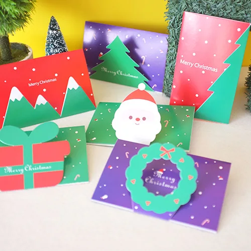 

Creative candy color three-fold three-fold fold fold ingly card Thanksgiving Christmas blessing universal greeting card