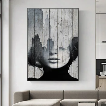 

RELIABLI ART Girl Posters And Prints women Painting Black And White Abstract Wall Art Pictures For Living Room Bedroom No Frame