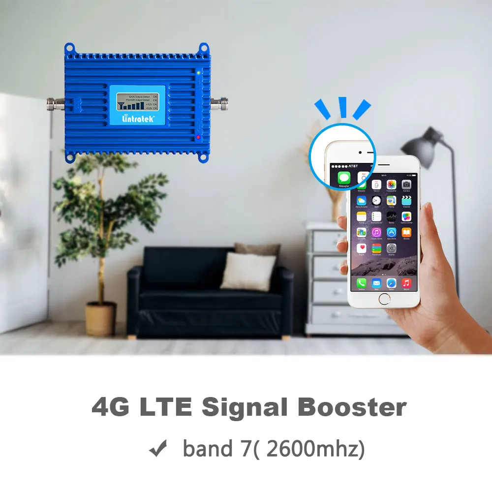 Lintratek 70dB High Gain 4G LTE B7 FDD 2600MHz Mobile Signal Booster 4G Internet Cellular Amplifier