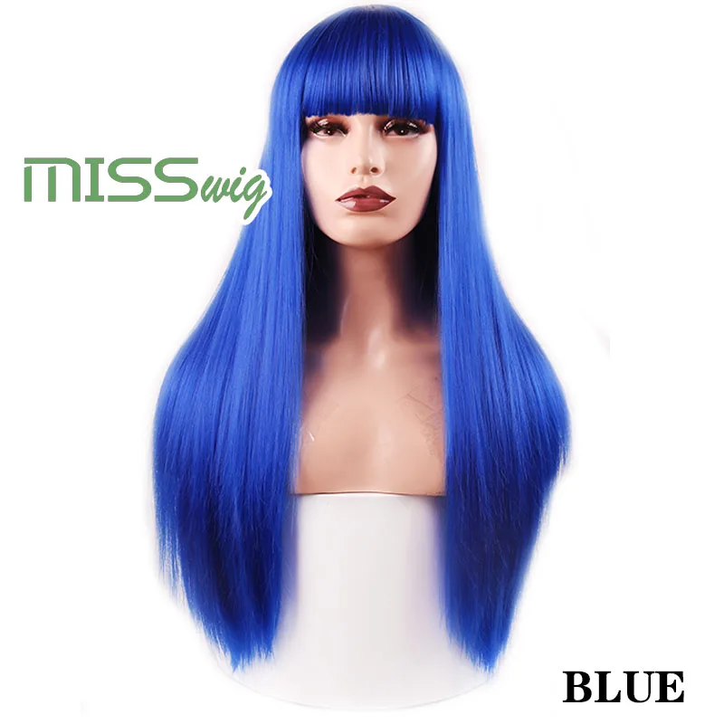 Miss wig синтетические волосы длинные прямые 60 см 300 г черные синие красные парики на голову для женщин наращивание волос высокотемпературное волокно