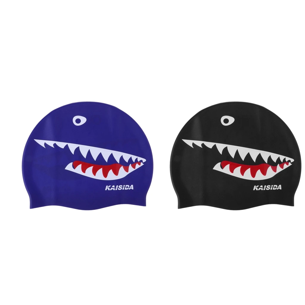 

Waterproof Adults Cartoon Silicone Swimming Bathing Caps Hat Shark Cute Elastic Swimwear Accessories Hat