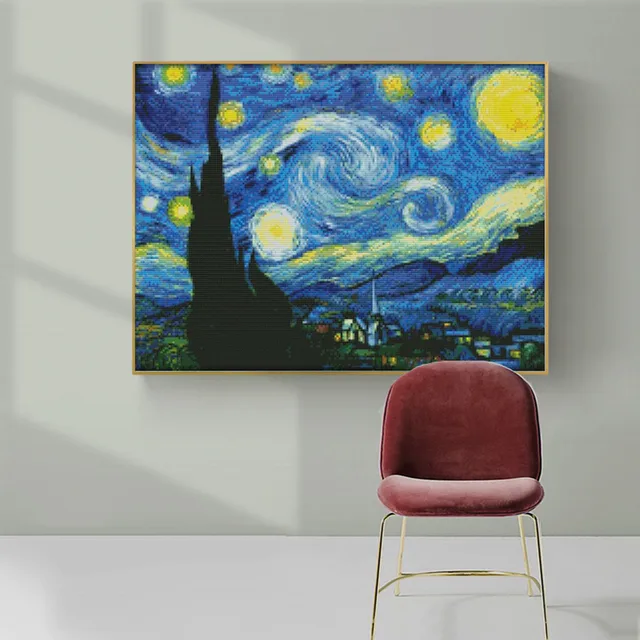 De Sterrennacht - van Gogh | Borduurpakketten in kruissteek