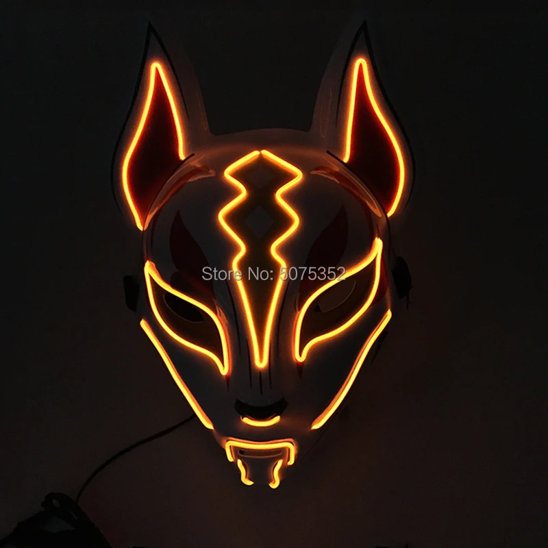 Women's Costumes Anime Expro Decor Japanese Fox Mask Neon Led Light Cosplay Mask Halloween Party Rave Led Mask Dance DJ Payday Costume Props wonder woman costume