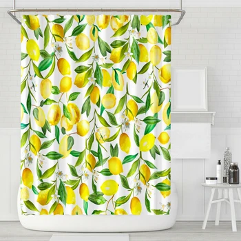 

Environmentally friendly Shower Curtain Soft Comfortable 180x180cm Lemon Print