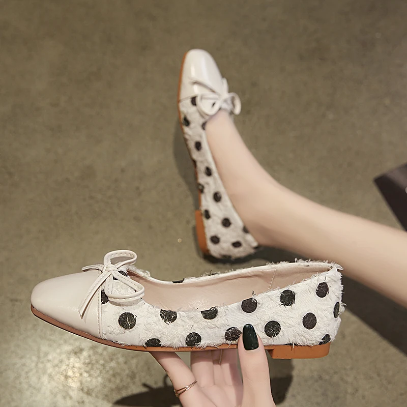 

2020 Soft Bow-knot Comfortable Shoes Women Wave Point Flats Without Lace Casual Shoes Woman Fashion Ladies Shoes Soft U19-46