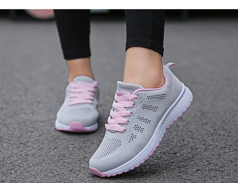 Women Casual Shoes Fashion Breathable Walking Mesh Flat Shoes Sneakers Women 2021 Gym Vulcanized Shoes White Female Footwear