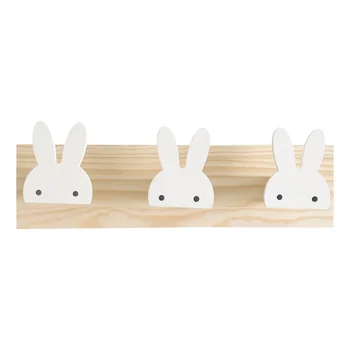 

Nordic Style Solid Wood Storage Racks Bow Clapboard Creative Home Hook Clothes Hanging Children Room Rabbit Decoration