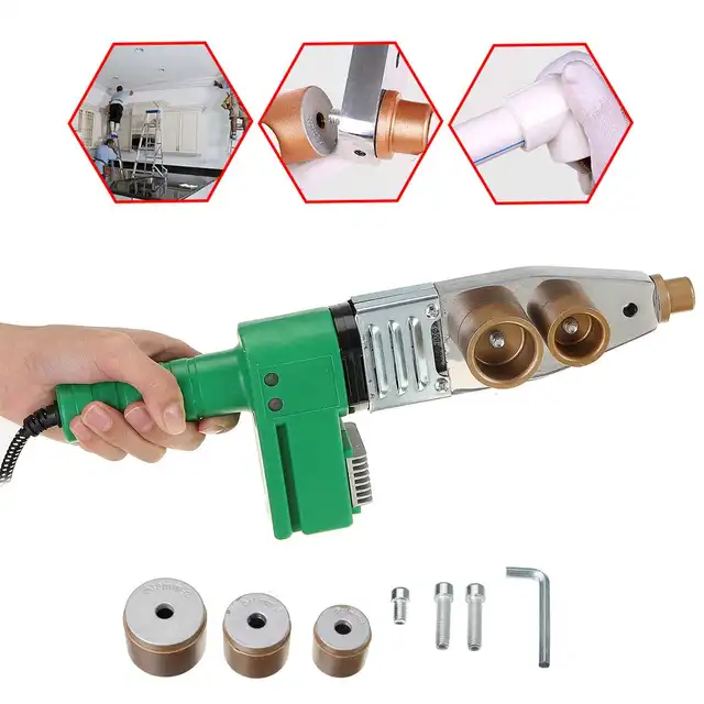 Máquina de soldadura de tubos eléctricos, juego de cabezales de herramientas de calefacción para tubo de plástico PPR, PPR, soldador PPR, Control de temperatura 3