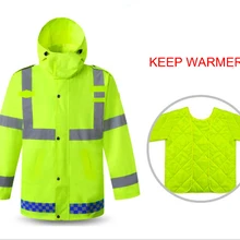 Зимний защитный дождевик, светоотражающий защитный дождевик, дождевик, ткань Оксфорд, рабочая одежда, мульти-карман, безопасная куртка для дорожного движения