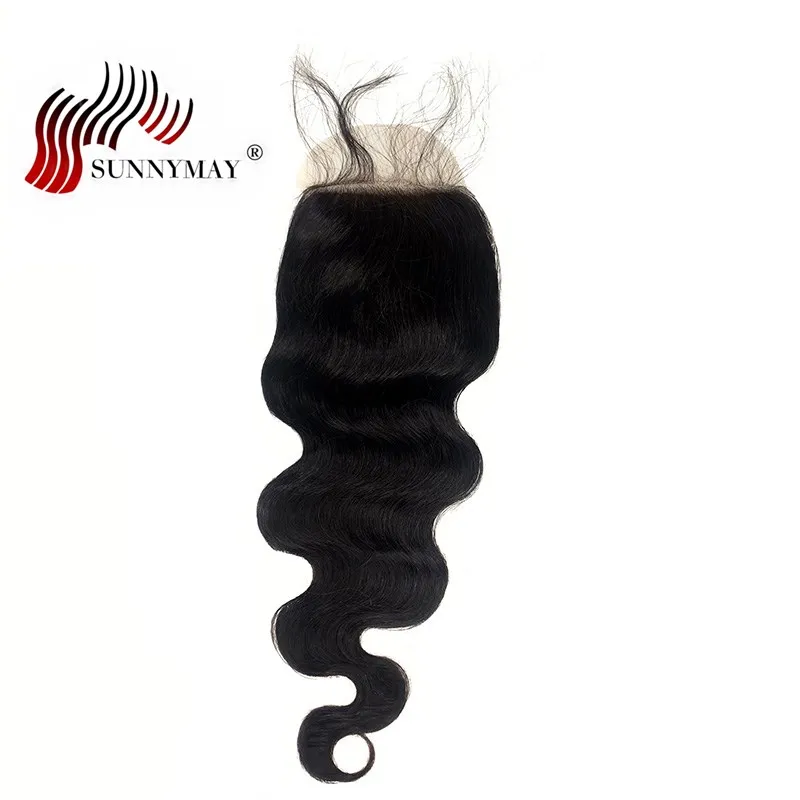 Sunnymay оригинальные бразильские человеческие волосы, волнистые волосы с отбеленными узелками, 3,5X4 дюйма, шелковая основа для волос с