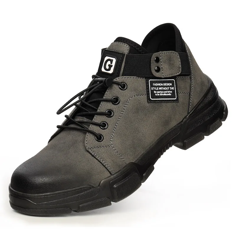 

High Quality Men Safety Boots Steel Toe Shoes Puncture-Proof Anti-Smashing Leather Boots Breathable Lightweight Industrial Shoes