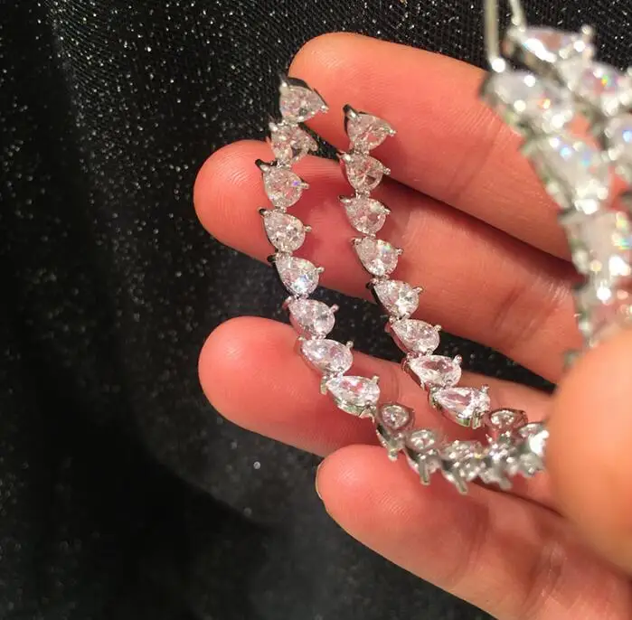 Мода S925 Серебряные иглы Женские Висячие круглые серьги супер вспышка простые круглые Роскошные цветные стразы аксессуары для ушей