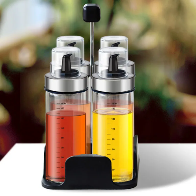 

5Pcs/Set Spice Rack Cruet Condiment Spice Jars Set Salt And Pepper Seasoning Cooking Kitchen Tools,Vinegar Bottle Seasoning Bo