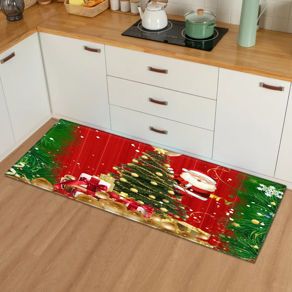 Рождественский коврик для кухни, спальни, входной коврик, 3D Рисунок, домашний пол, украшение для гостиной, ковер для ванной комнаты, нескользящий коврик