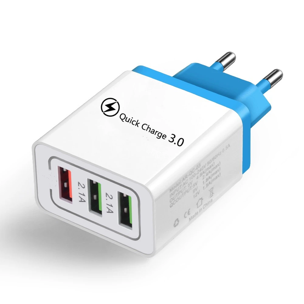 Blue Быстрая зарядка 3,0 USB зарядное устройство QC3.0 QC Быстрая зарядка USB зарядное устройство для телефона s для Xiaomi Mi Note 10 iPhone 11 Pro зарядное устройство для мобильного телефона - Тип штекера: Blue