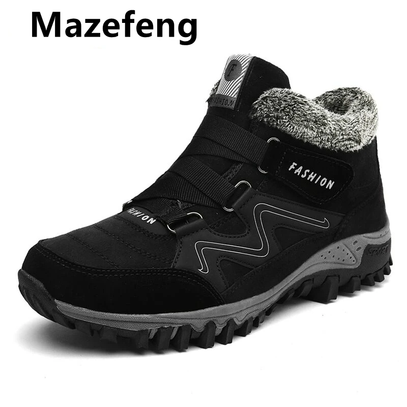 

Mazefeng Winter Shoes Men Snow Boots Anti-skidding Large Size Men Boots Warm Plush Winter Boots Men Work Shoes Plus Size 35-46