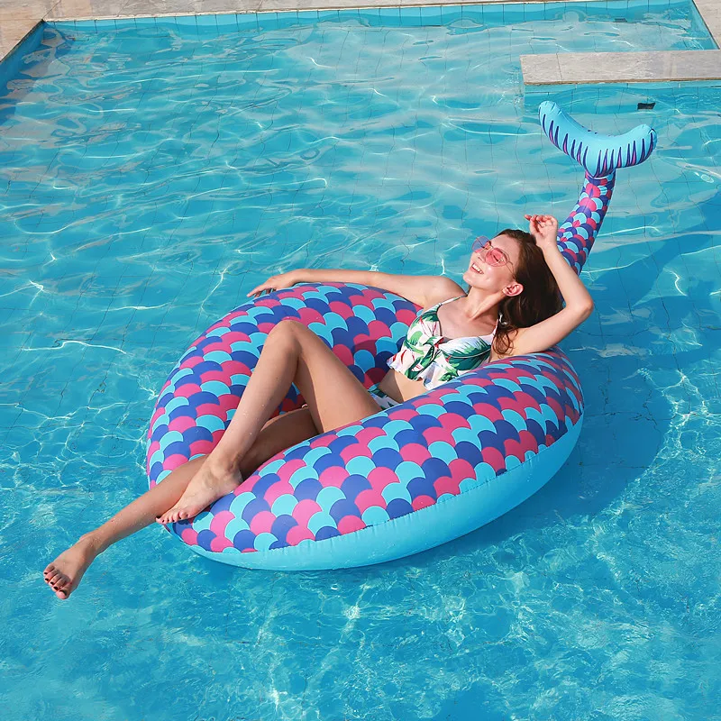 Mermaid Inflatable Circle Rubber Ring for Swimming Kids Adult Pool Float Swimming Ring Outdoor Summer Beach Party Toys