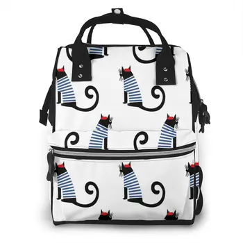 

Mummy Maternity Nappy Bag Cute Cartoon Sitting Parisian Cat Large Capacity Nappy Bag Travel Backpack Nursing Bag for Baby Care