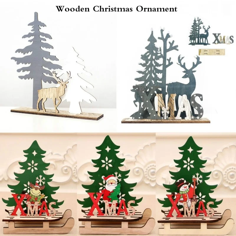 Деревянное Рождественское украшение для дома с оленем, рождественские украшения, детский подарок для дома, украшения для рождественской вечеринки