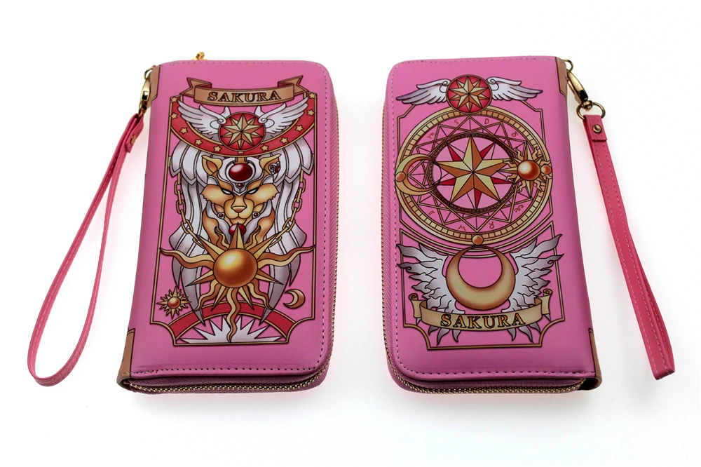 Аниме Cardcaptor Sakura, кошелек на молнии из искусственной кожи, кошелек для карт, кожаный кошелек, держатели для карт, слоистые, для мальчиков и девочек, длинная монета, сумочка с мультяшным принтом