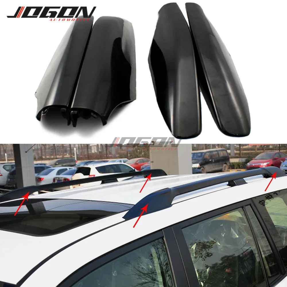 Black ABS Roof Rack Bar Rail End Protection Cover Shell 4PCS For Toyota