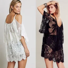 Women Lace Sexy Swimwear Dress Female Bikini Cover Up Summer Beach See Through cover-Ups Women Lace Sexy Swimwear Dress Female Bikini Cover Up Summer Beach See Through cover-Ups