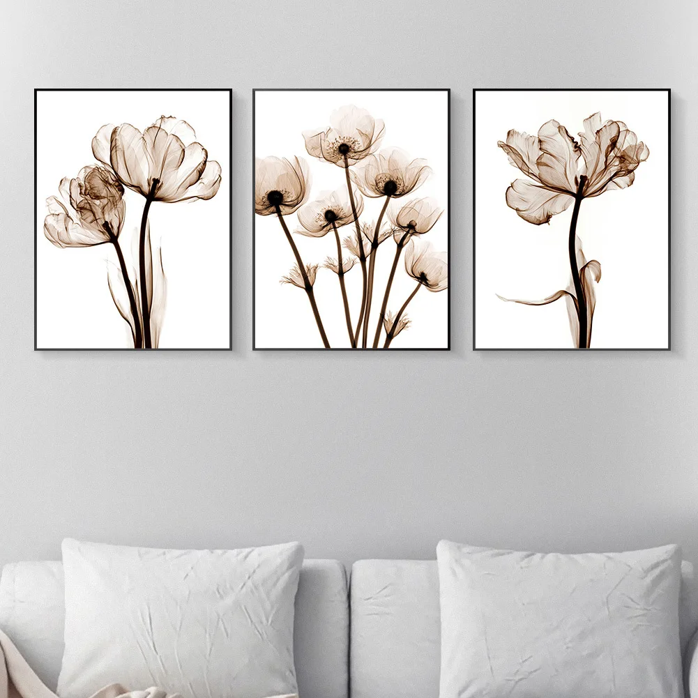 

Northern European-Style Living Room Decoration Canvas Simple Transparent Flower Bedroom Bedside Hanging Painting wu kuang hua xi