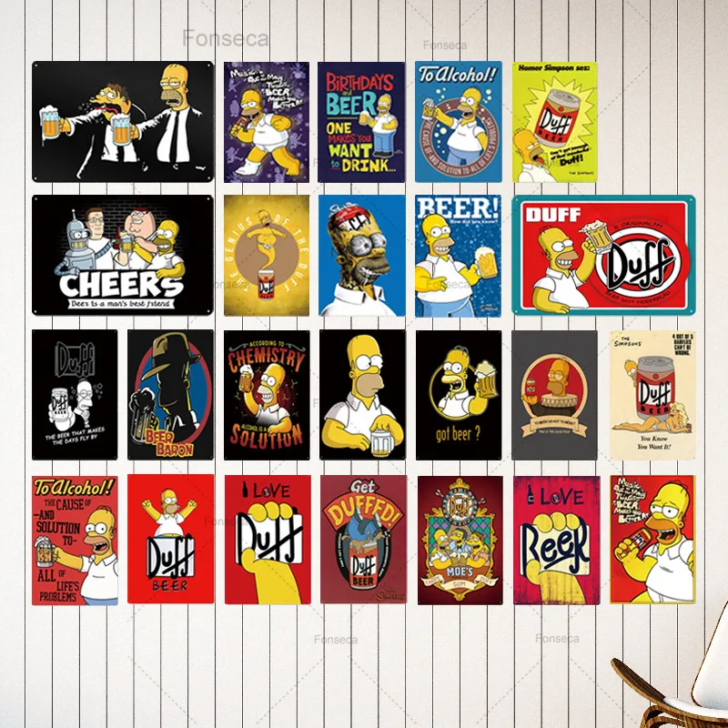 

Simpson Duff Beer Metal Sign Vintage Metal Poster Retro Funny Sign Interior Decoration for Man Cave Bar Pub Club Home Wall Decor
