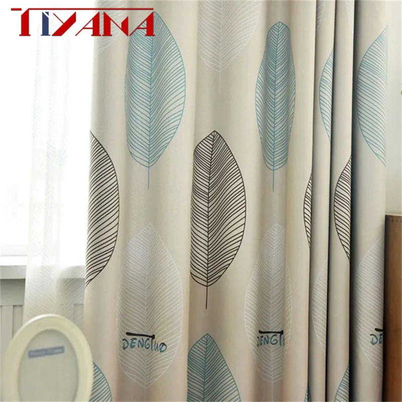 Современные занавески с высокой затеняемостью и растительным принтом для гостиной, спальни, кухни, оконные занавески, тюлевые занавески wp418#4 - Цвет: Color 1 Cloth