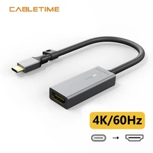 CABLETIME – adaptateur USB type-c vers HDMI 4K/60Hz, coque en aluminium plaqué or, convertisseur pour Macbook Air Matebook Xiaomi c216