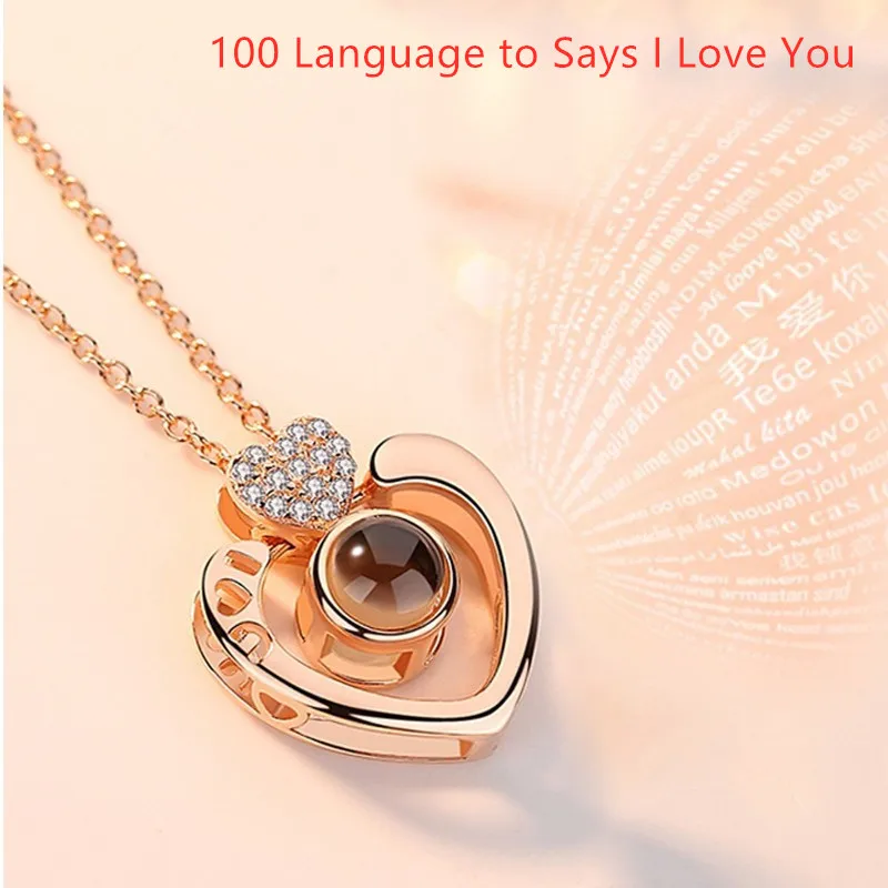 I Love You 100, ожерелье, 100 языков, сердечко, любовь, ожерелье, подвеска с памятью о любви, ожерелье, подарок на день Святого Валентина