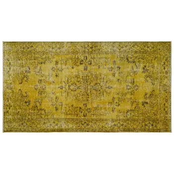 

Handmade Yellow Vintage Overdyed Turkish Area Rug 147x264 Cm-4'10''X8'8''
