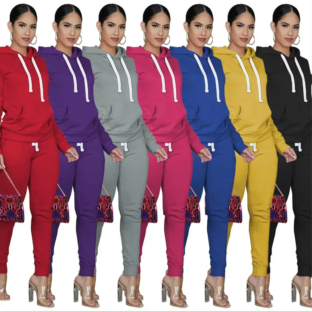

Sports Sweatsuit Women's Set Hooded Sweatshirt Jogger Pants Set Active Tracksuit Two Piece Fitness Outfit Matching Set