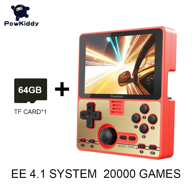 POWKIDDY RGB20 EE4.1128G 30000 Games 3.5 " IPS Full-Fit Screen Built-in Wifi Module RK3326 Open Source Handheld Game Console 